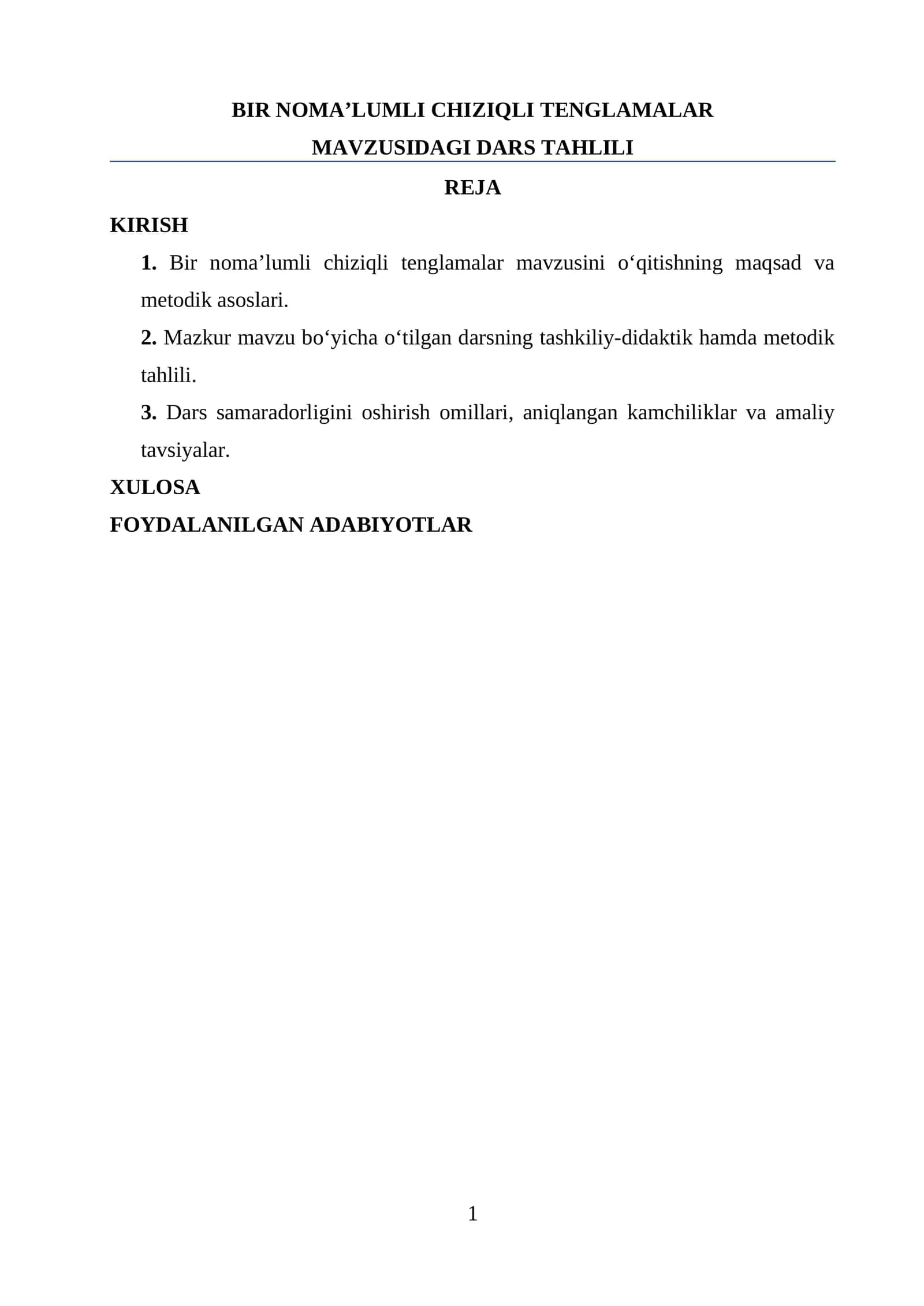 Bir noma’lumli chiziqli tenglamalar 1