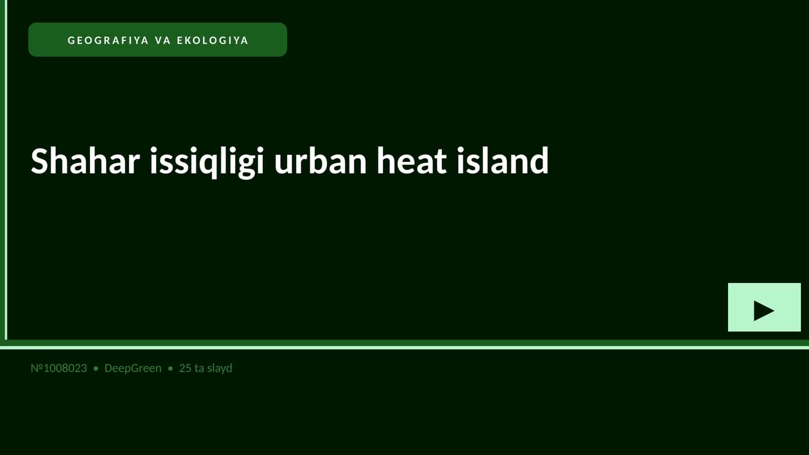 Shahar issiqligi urban heat island 1
