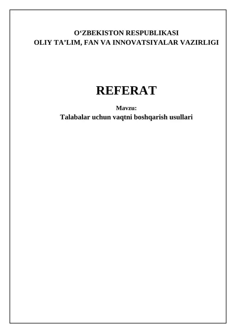 Talabalar uchun vaqtni boshqarish usullari 1