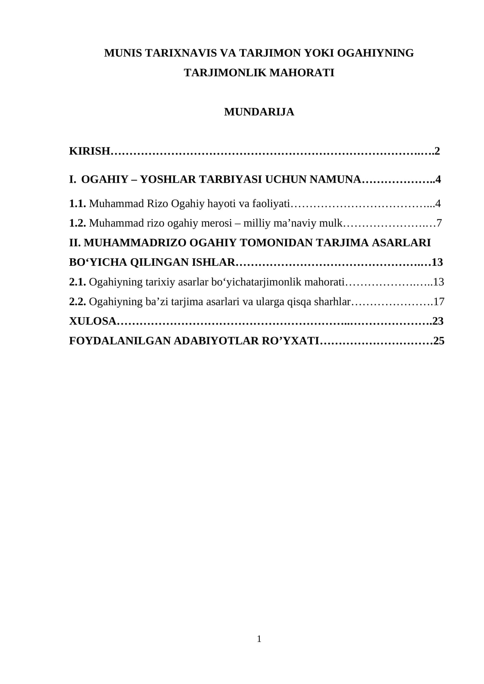 MUNIS TARIXNAVIS VA TARJIMON YOKI OGAHIYNING TARJIMONLIK MAHORATI 1