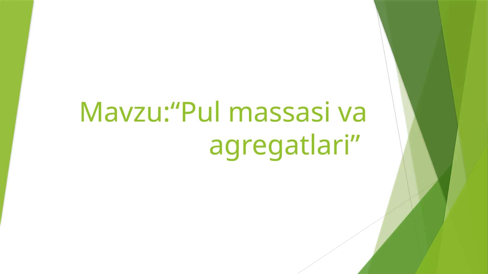 Pul massasi va agregatlari 1