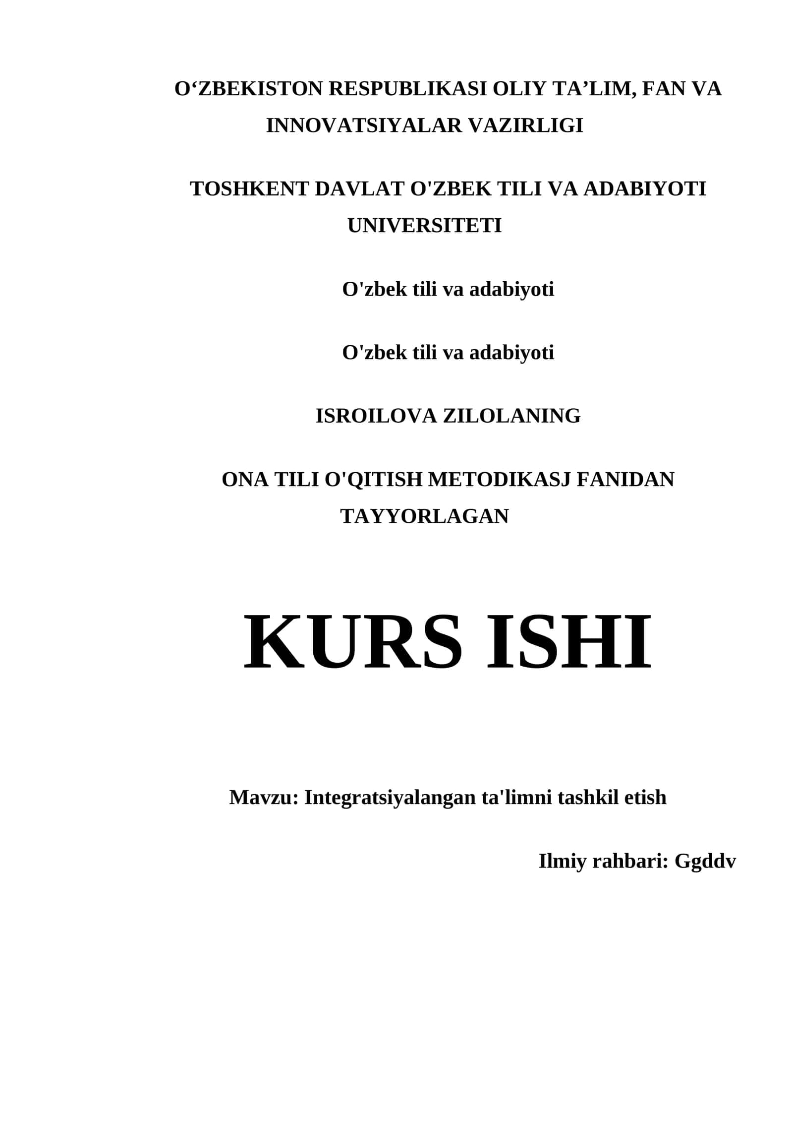 Integratsiyalangan ta'limni tashkil etish 1