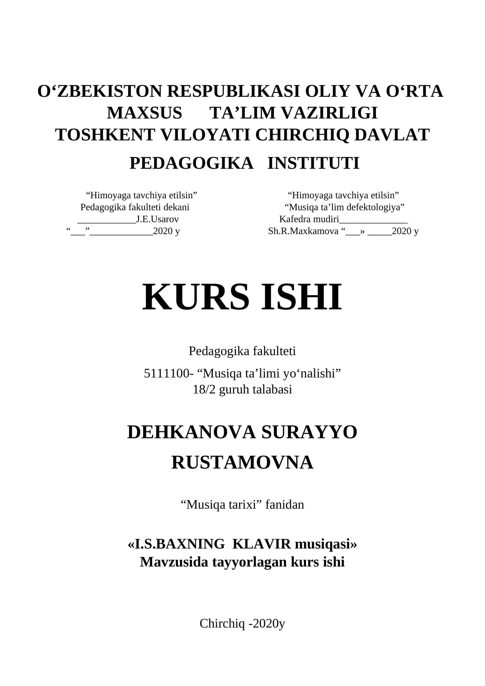 «I.S.BAXNING KLAVIR musiqasi» 1