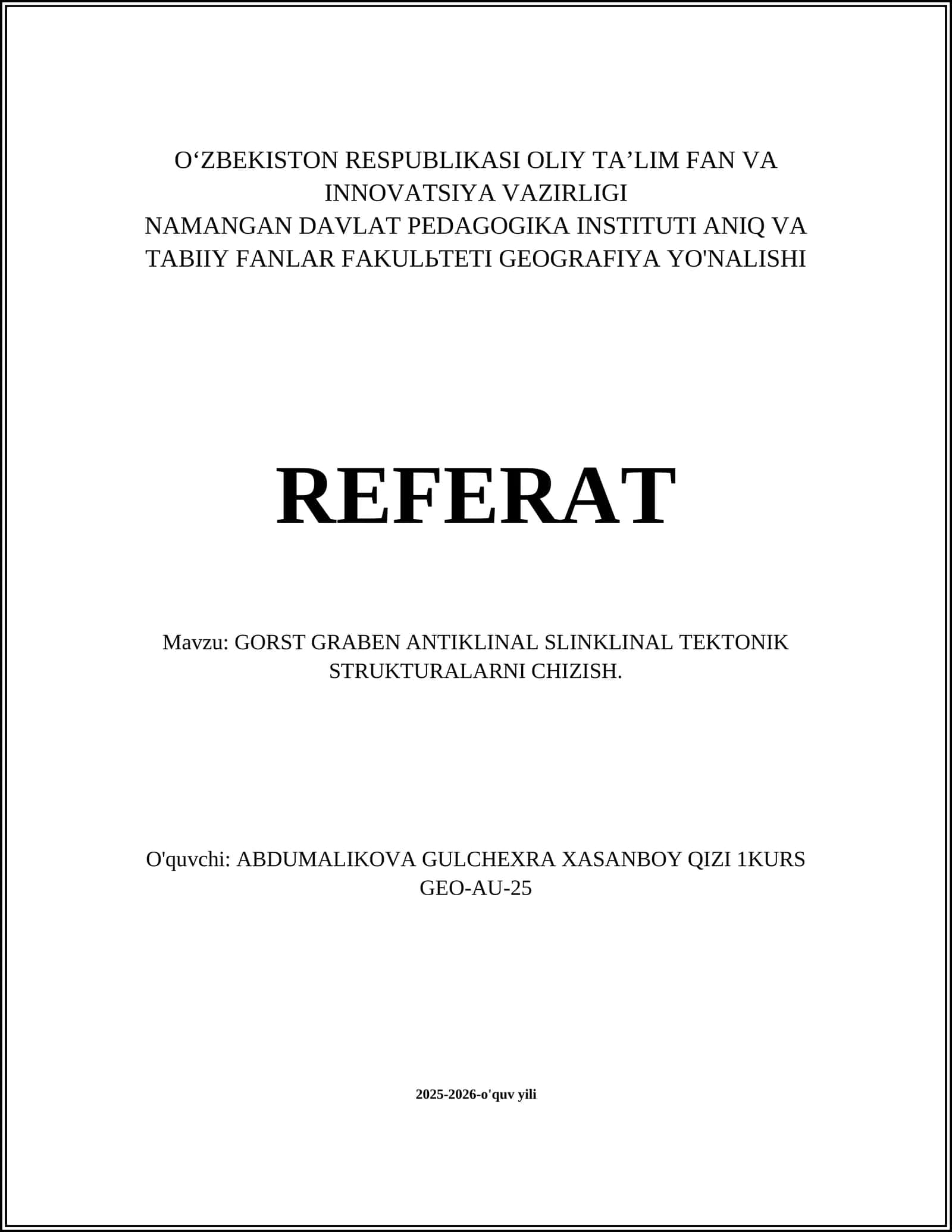 GORST GRABEN ANTIKLINAL SLINKLINAL TEKTONIK STRUKTURALARNI CHIZISH 1