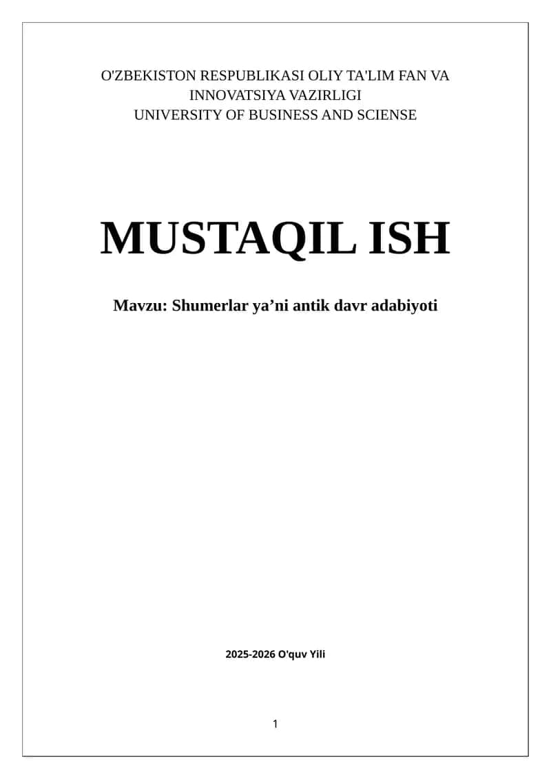 Shumerlar yaʼni antik davr adabiyoti 1