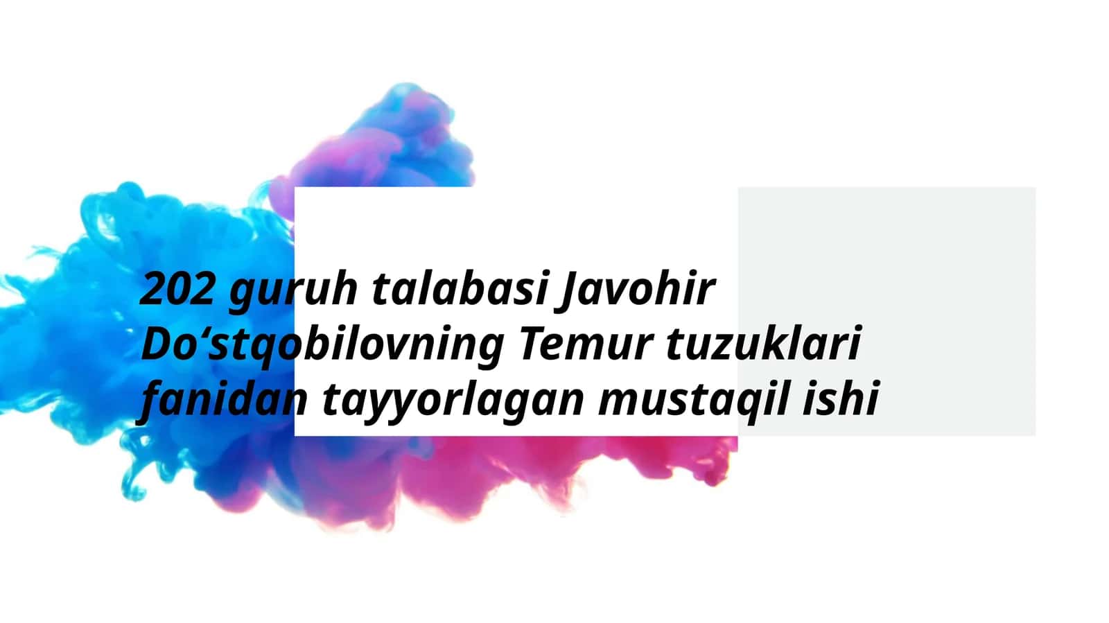 Temur tuzuklari fanidan mustaqil ish 1