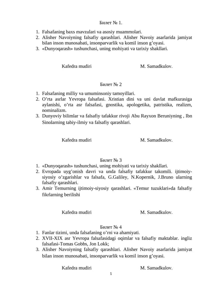 Falsafaning baxs mavzulari va asosiy muammolari 1