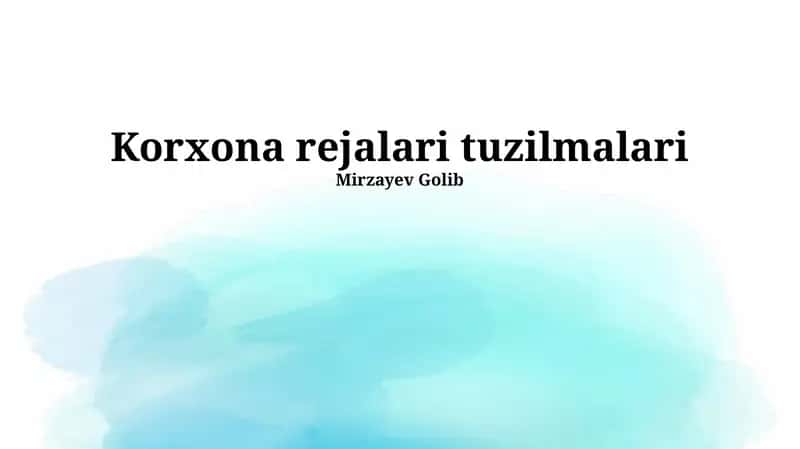 Korxona rejalari tuzilmalari 1
