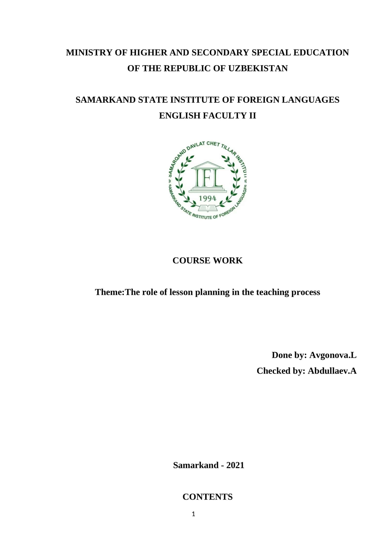 Lesson Planning in Teaching Process 1
