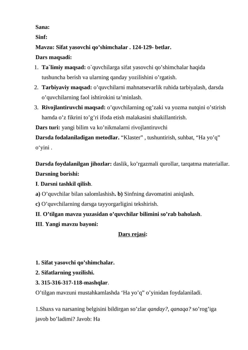 Sifat yasovchi qo’shimchalar 1