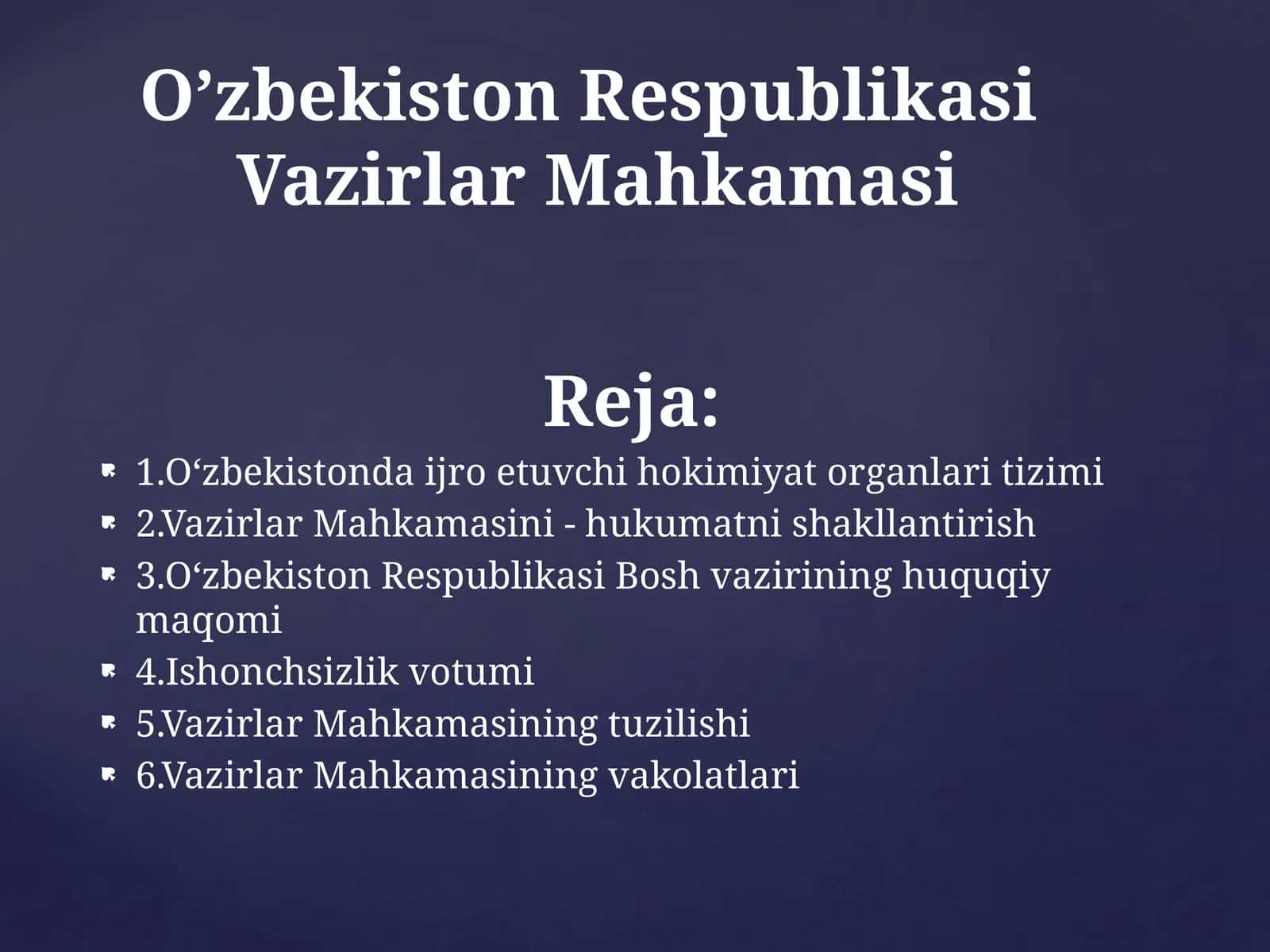 O‘zbekiston Respublikasi Vazirlar Mahkamasi 1