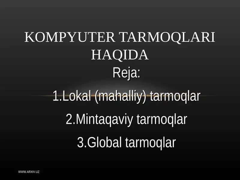 Kompyuter Tarmoqlari 1