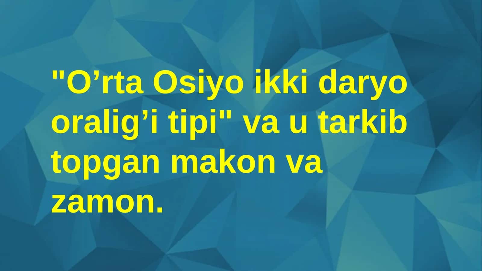 O’rta Osiyo ikki daryo oralig’i tipi 1
