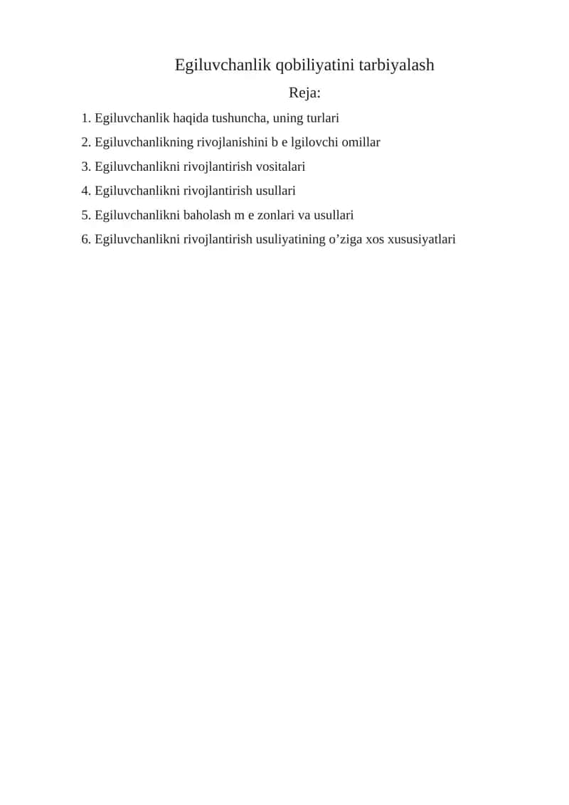 Egiluvchanlik qobiliyatini tarbiyalash 1