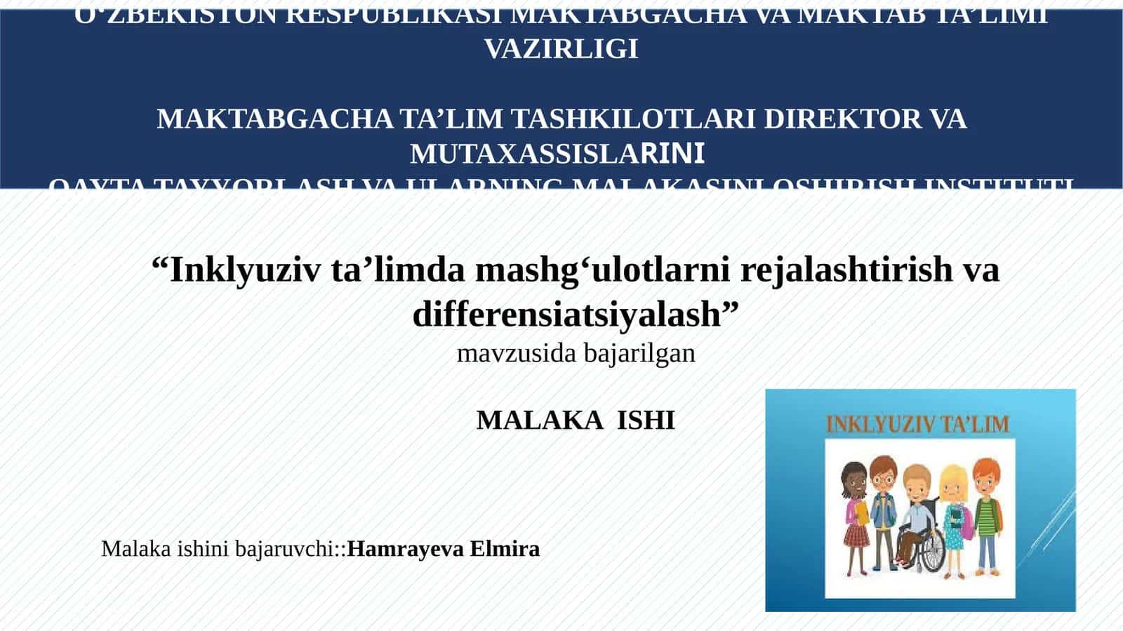 "Inklyuziv ta’limda mashg‘ulotlarni rejalashtirish va differensiatsiyalash" 1