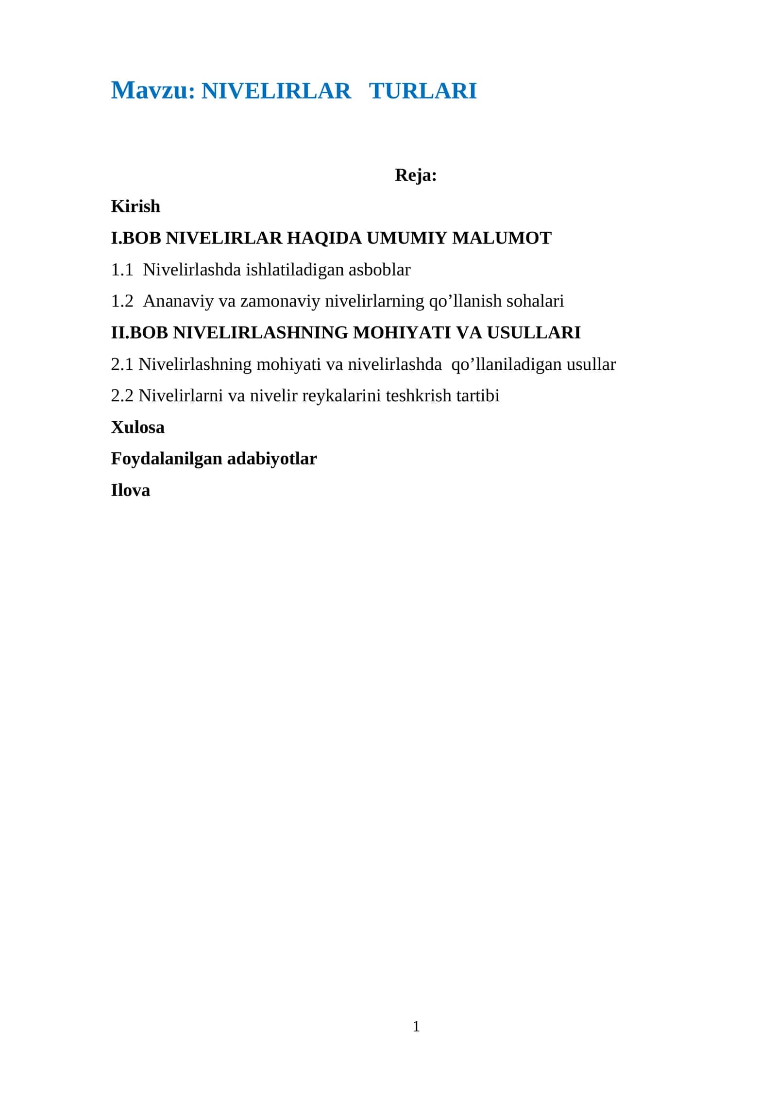 NIVELIRLAR TURLARI 1