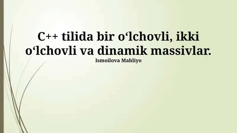 Ikki O'lchovli Massivlar 1