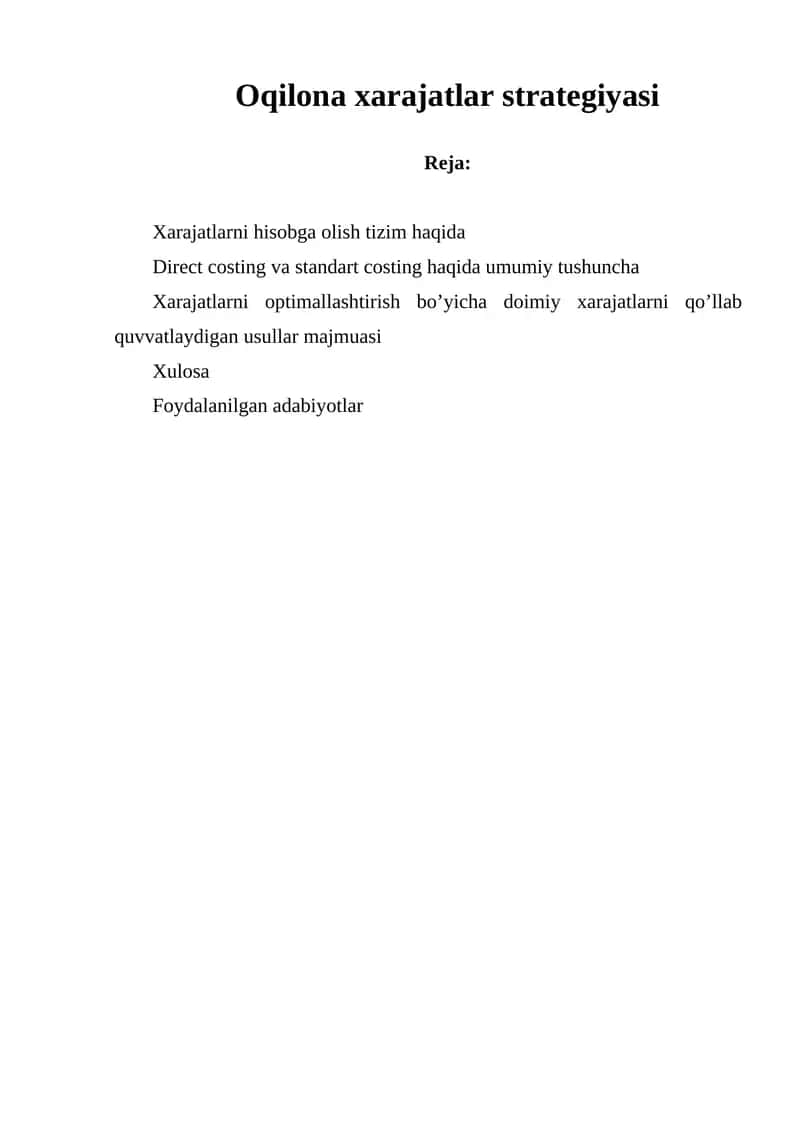 Xarajatlarni Hisobga Olish Tizimi 1