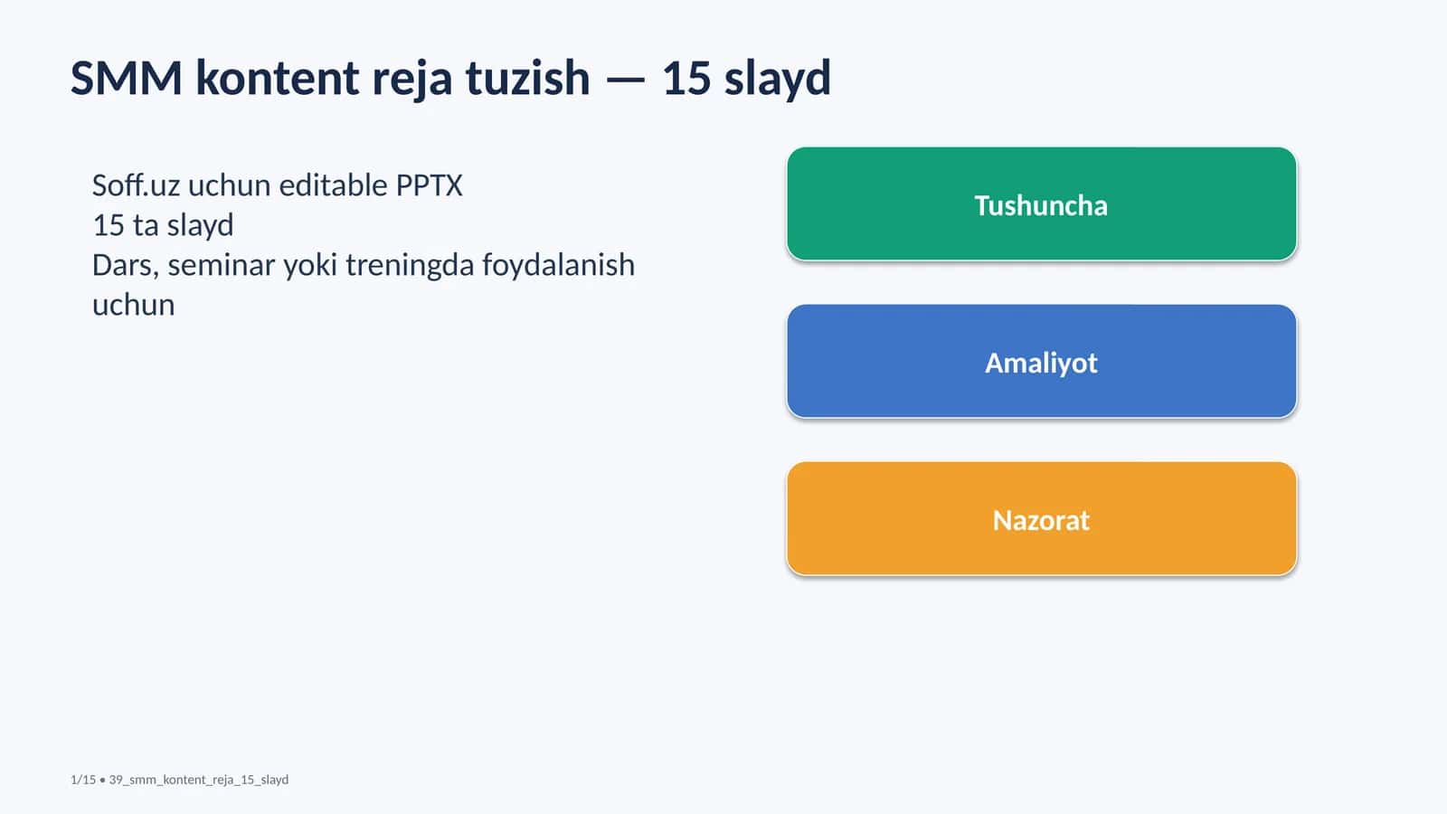 SMM kontent reja tuzish — 15 slayd 1