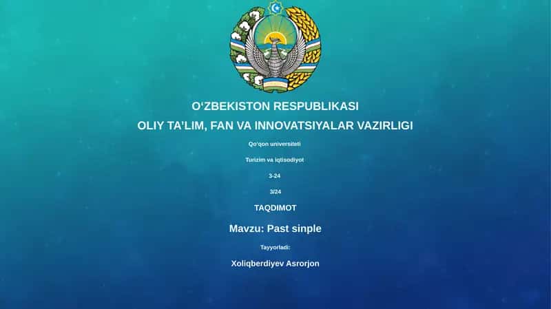 O'tgan oddiy zamon (Past Simple) 1
