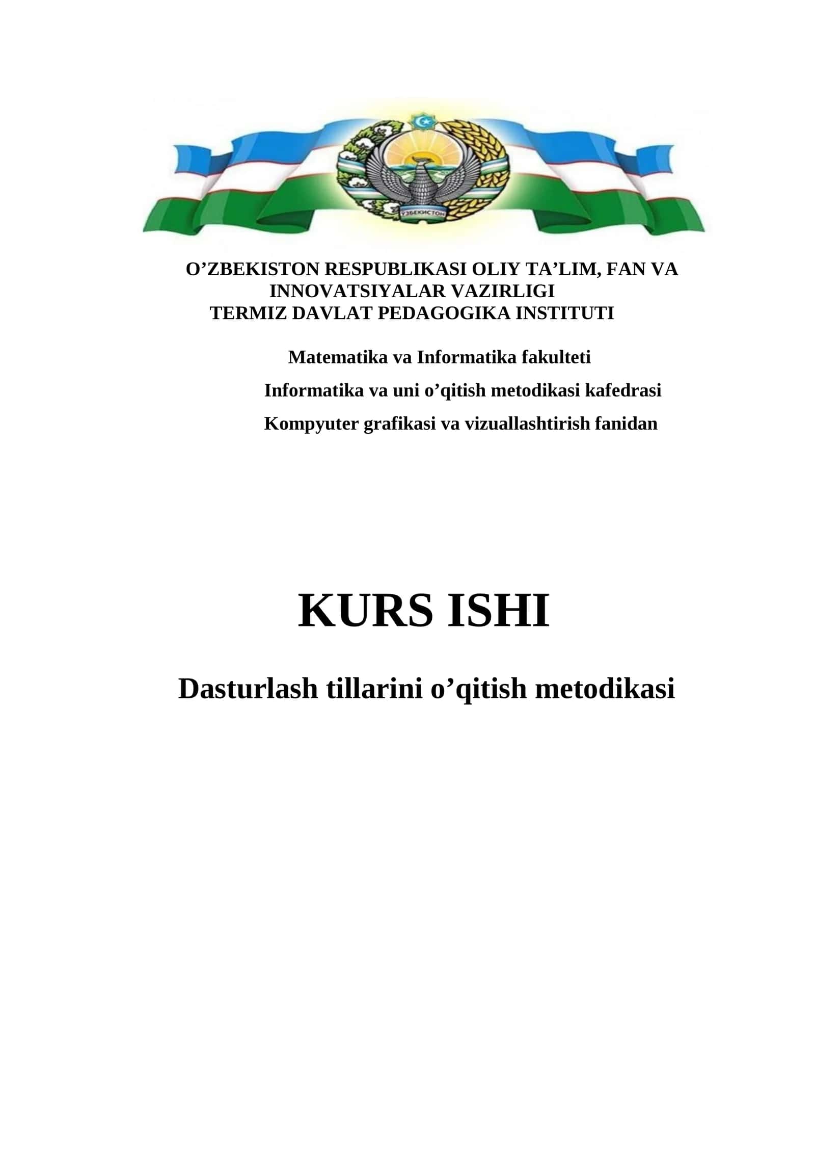 Dasturlash tillarini o’qitish metodikasi 1