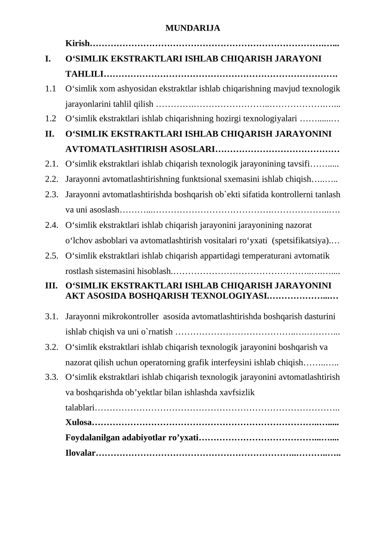 O‘SIMLIK EKSTRAKTLARI ISHLAB CHIQARISH JARAYONI 1