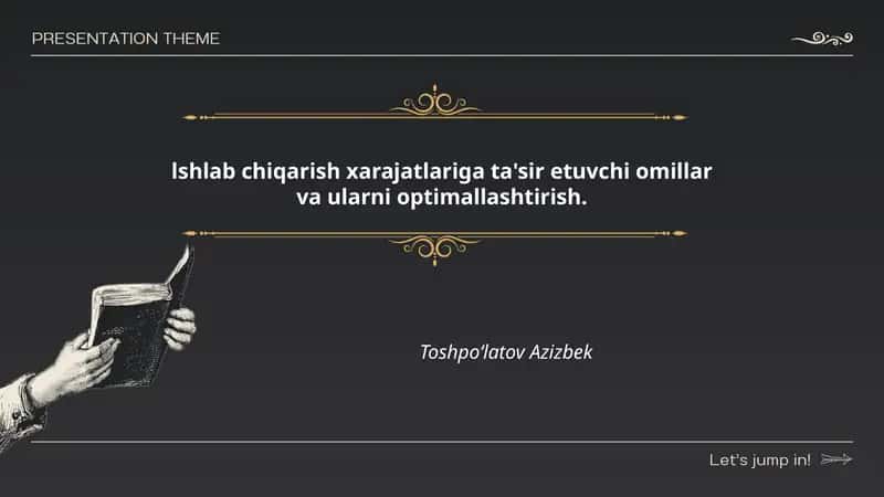 Xomashyo va materiallar xarajatlarini boshqarish va optimallashtirish 1