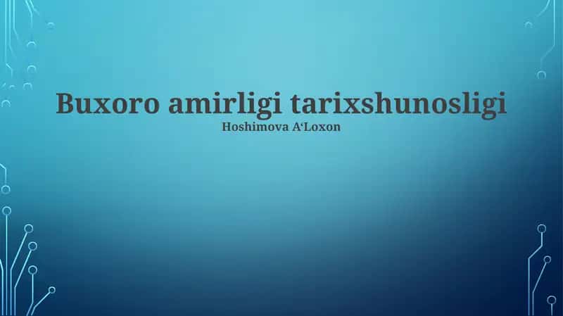 Buxoro amirligi tarixshunosligi 1