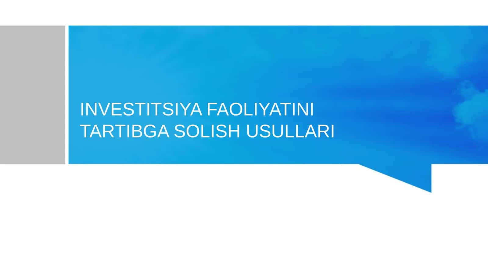Investitsiya faoliyatini tartibga solish usullari 1