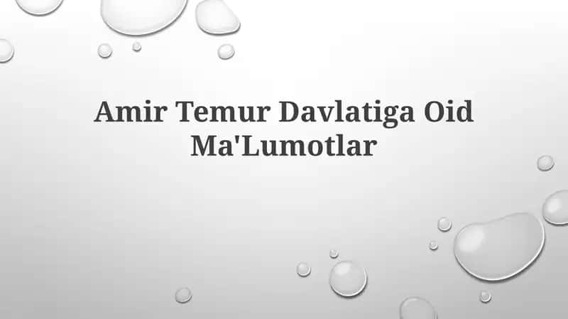 Amir Temur DavlatigaOidMa'Lumotlar 1