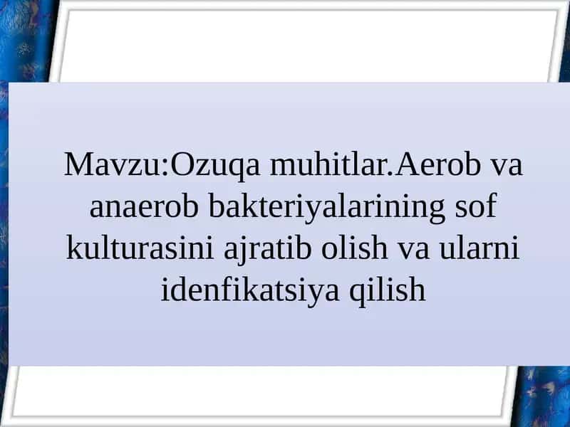 Ozuqa muhitlar 1