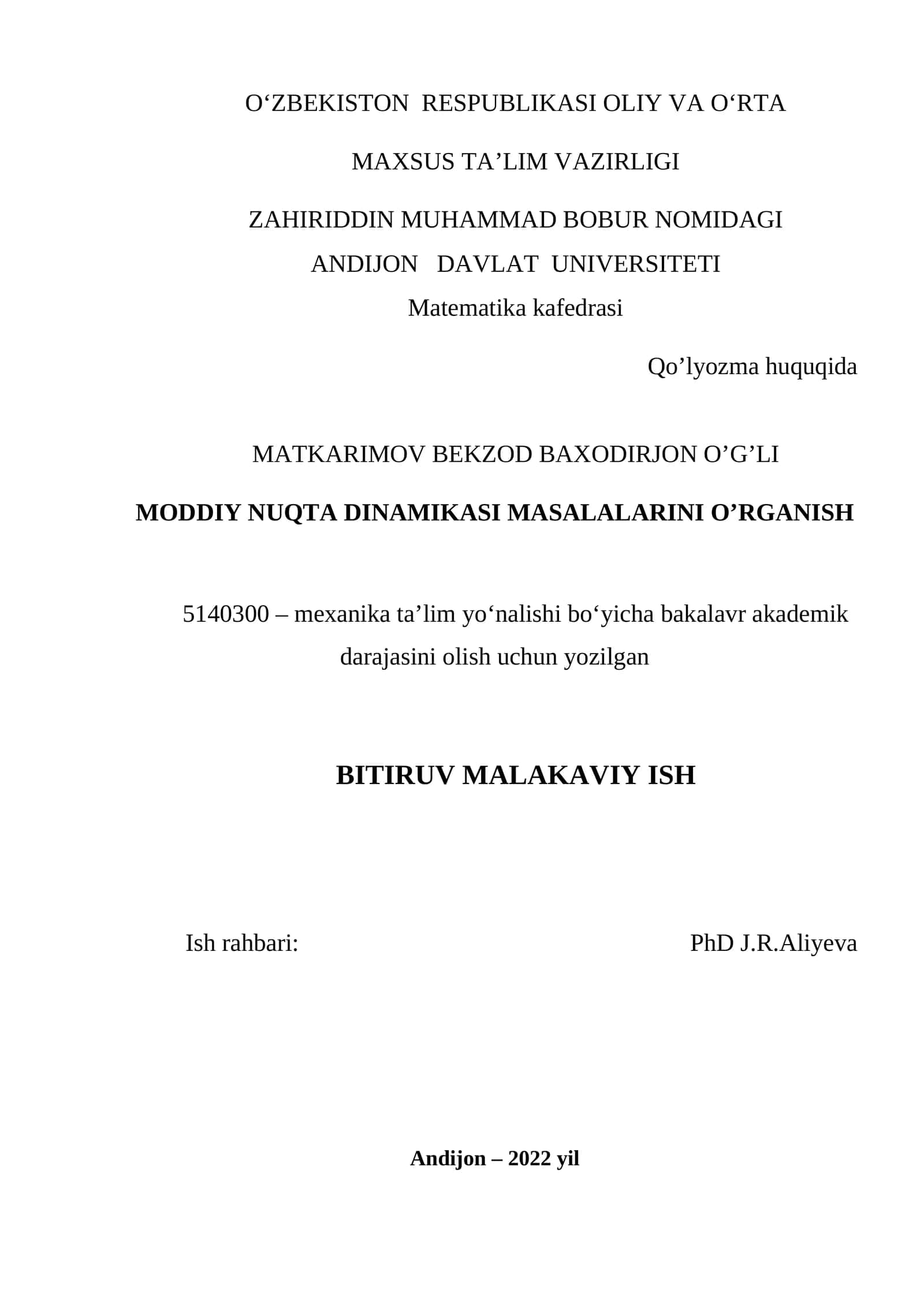 Mоddiy nuqtа dinаmikаsi mаsаlаlаri 1