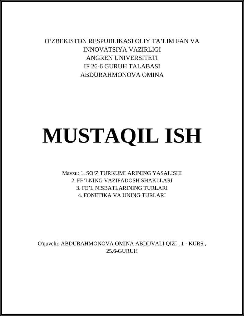 SOʻZ TURKUMLARINING YASALISHI 1