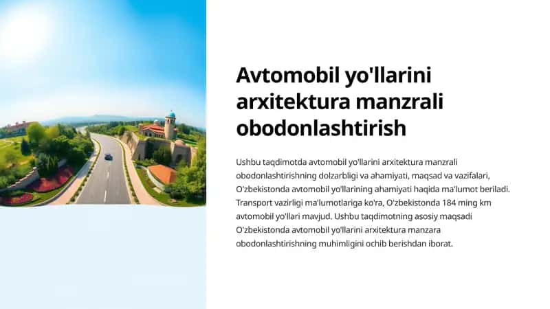 Avtomobil yo'llarini arxitektura manzrali obodonlashtirish 1