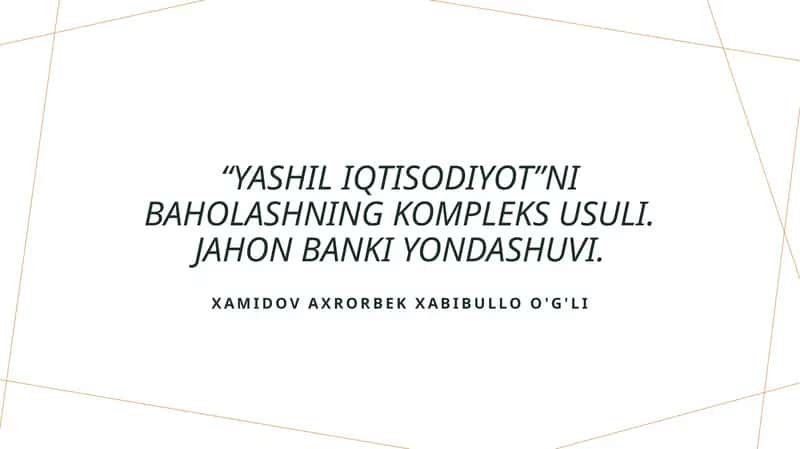 Yashil iqtisodiyot 1