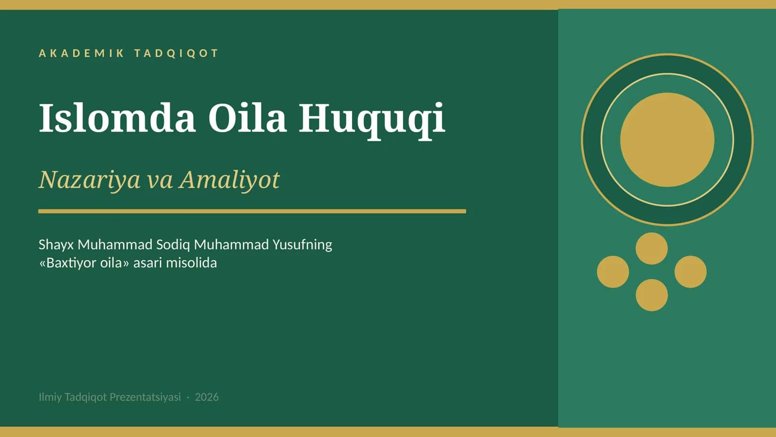 Islomda Oila Huquqi Nazariya va Amaliyot 1
