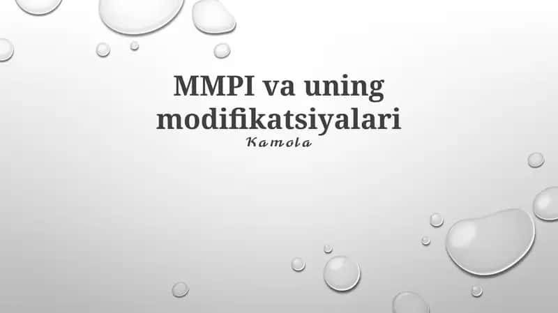 MMPI va uning modifikatsiyalari 1