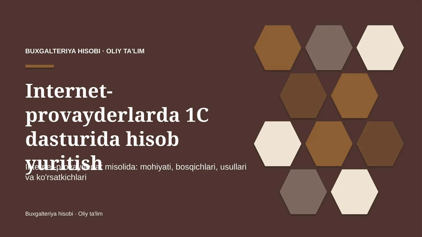 Internet-provayderlarda 1C dasturida hisob yuritish 1