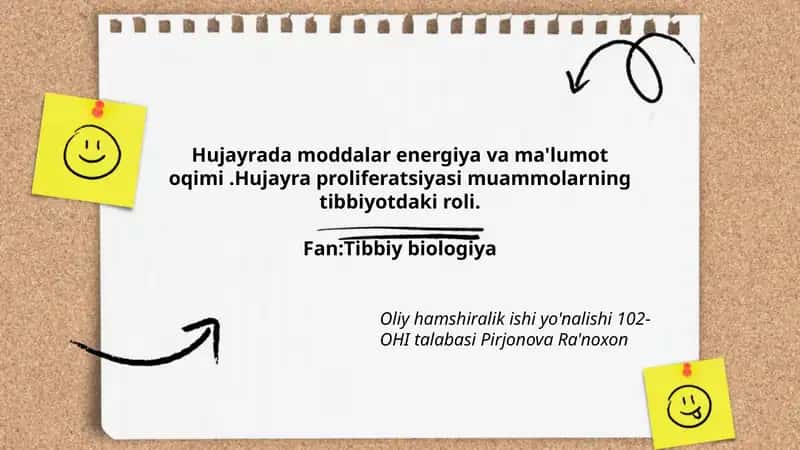Hujayrada moddalar energiya va ma'lumot oqimi 1
