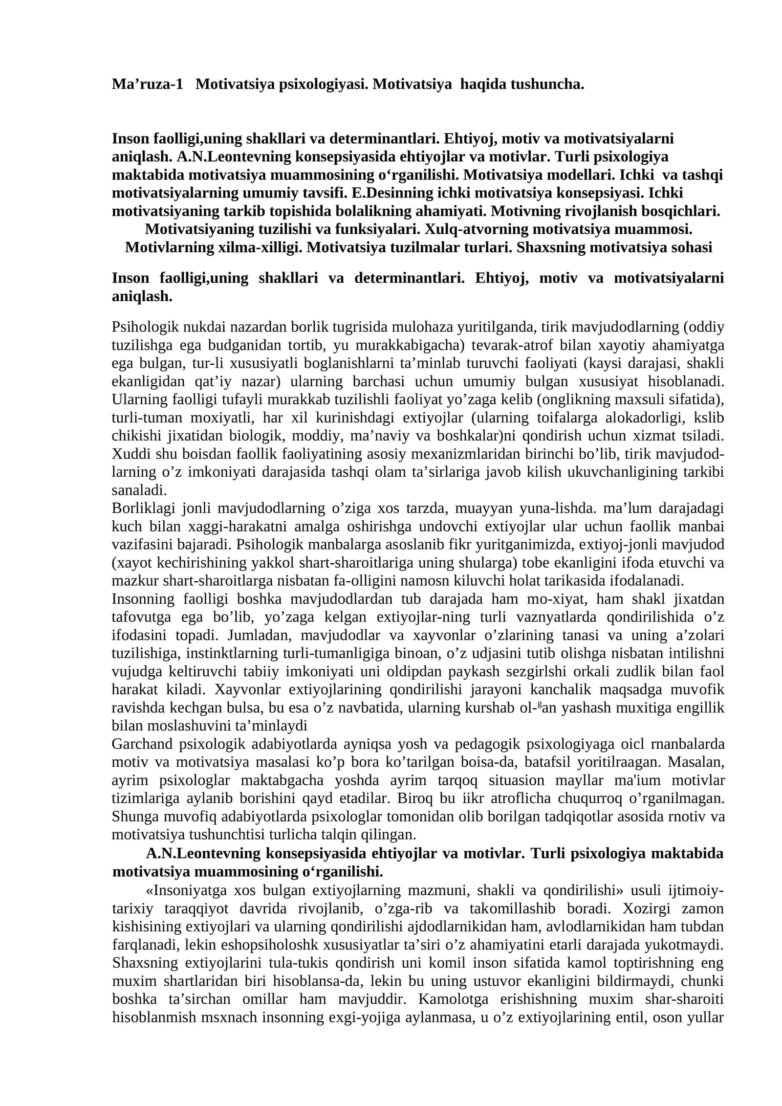 Motivatsiya psixologiyasi 1