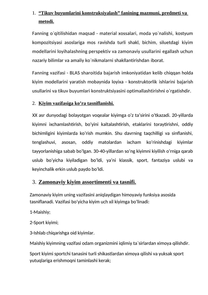 Tikuv buyumlarini konstruksiyalash 1