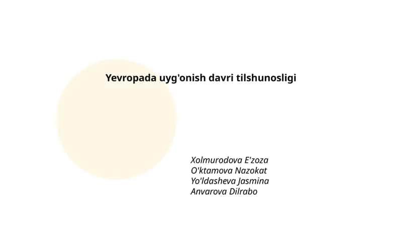 Yevropada uyg'onish davri tilshunosligi 1