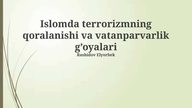 Islomda terrorizmning qoralanishi va vatanparvarlik g’oyalari 1