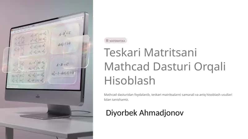 Teskari Matritsani Mathcad Dasturi Orqali Hisoblash 1
