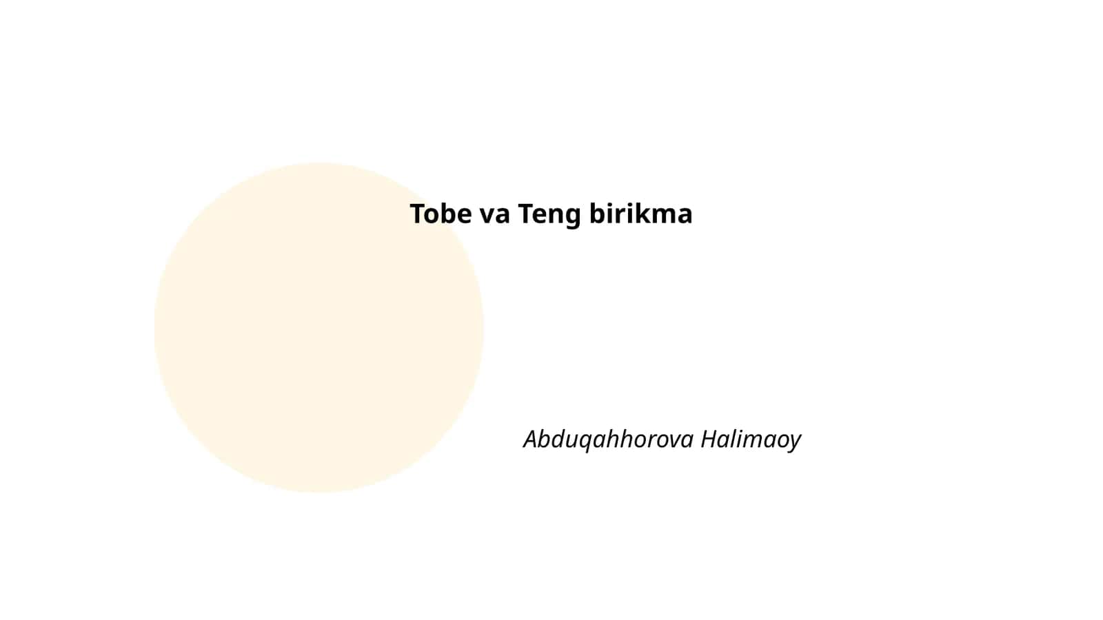 To‘be va Teng birikma 1