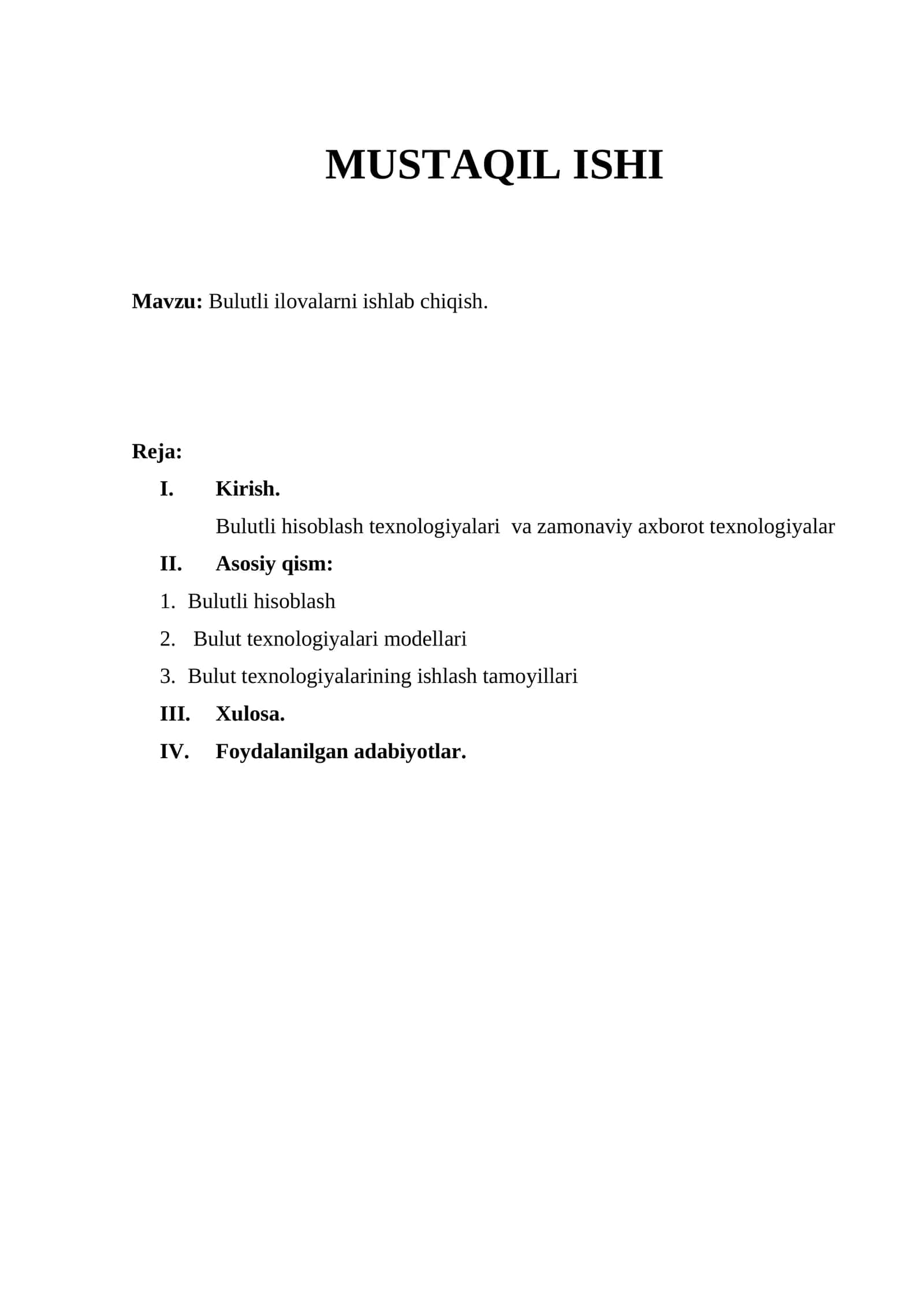 Bulutli ilovalarni ishlab chiqish. 1