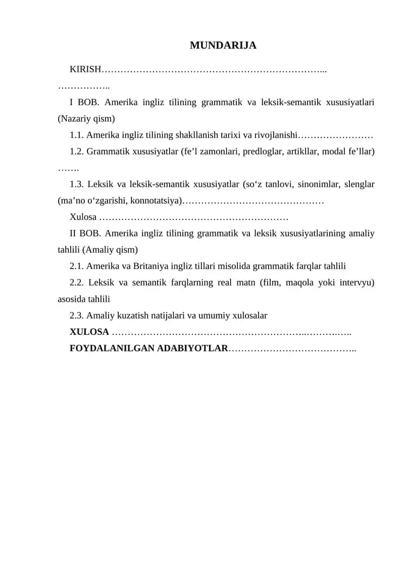 Amerika ingliz tilining grammatik va leksik-semantik xususiyatlari 1