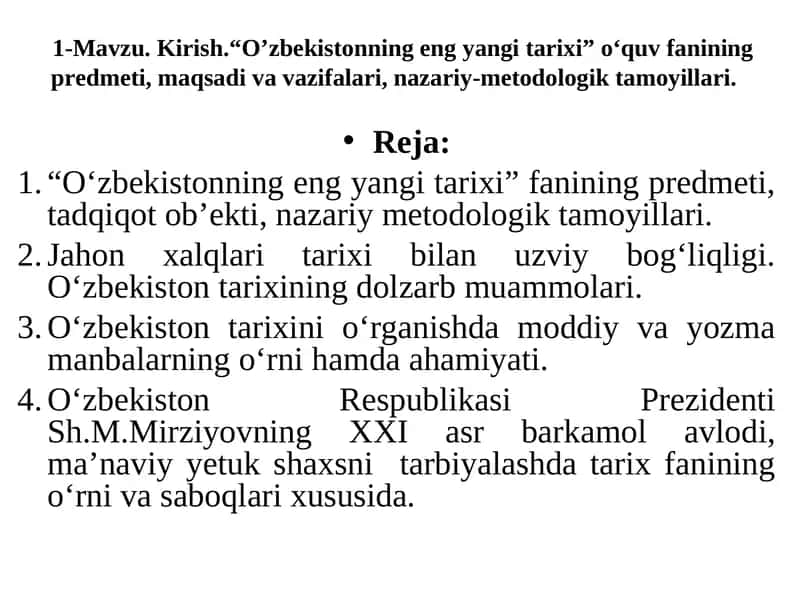 O‘zbekistonning eng yangi tarixi 1