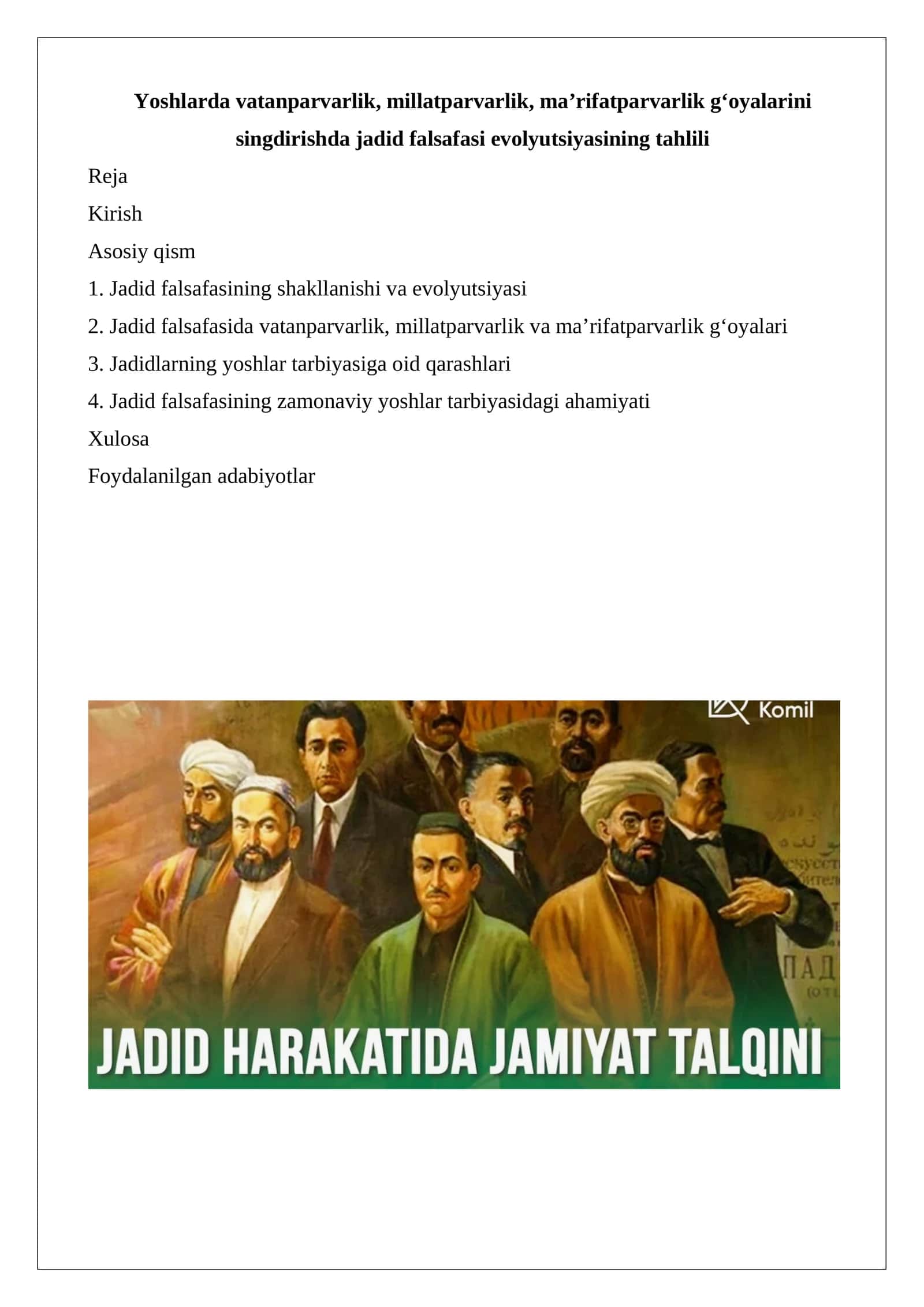Yoshlarda vatanparvarlik, millatparvarlik, ma’rifatparvarlik g‘oyalarini singdirishda 1
