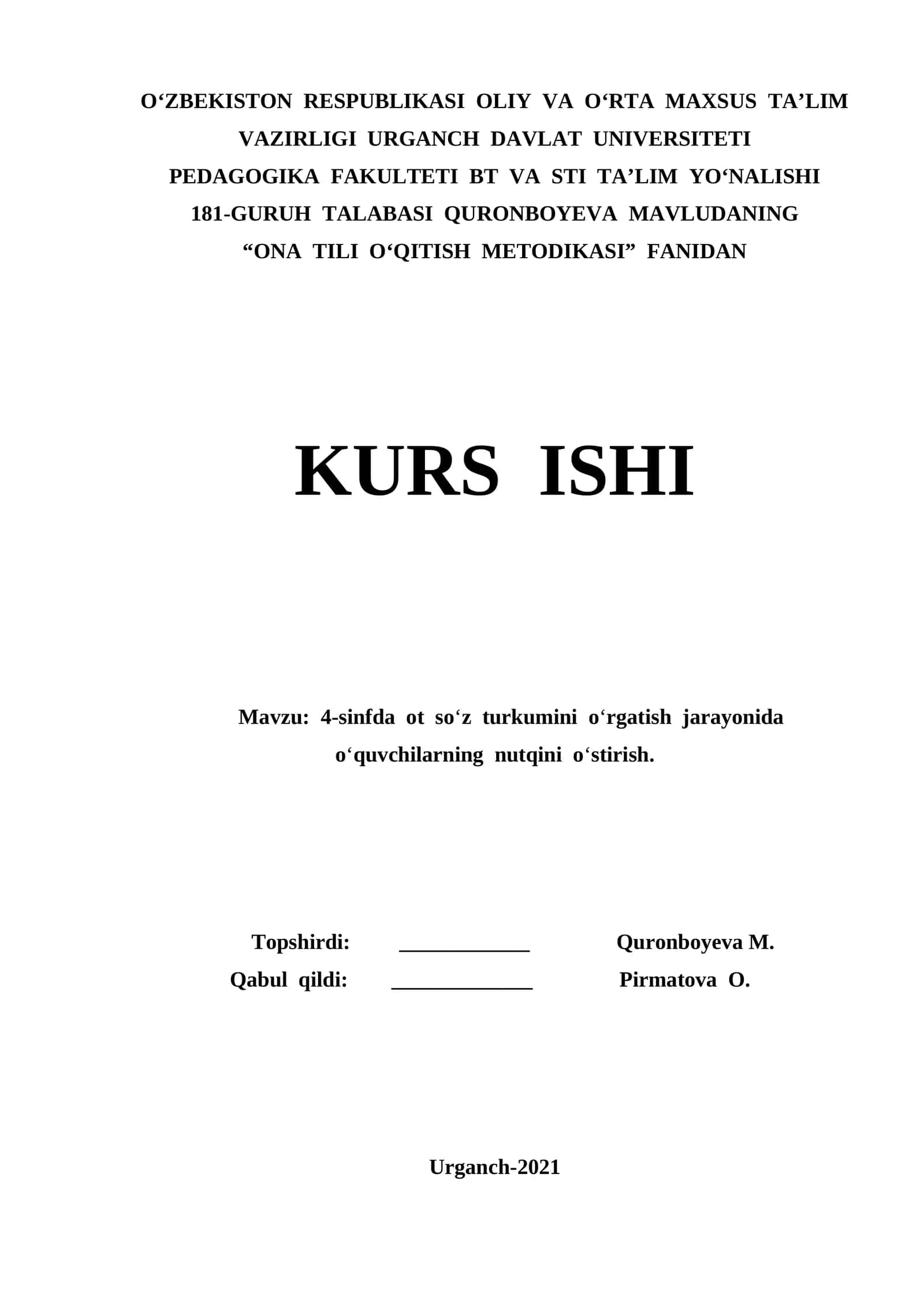 "ONA TILI O‘QITISH METODIKASI" 1